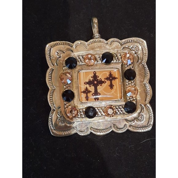 Vintage Alpaca Mexican Religious Pendant/Drop - Picture 1 of 6